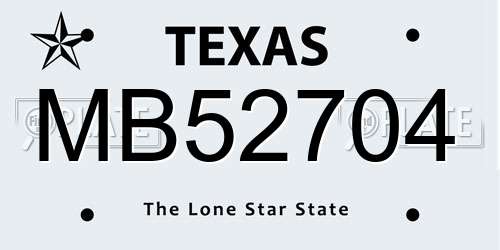MB52704 Texas License Plate