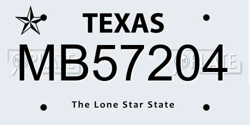 MB57204 Texas License Plate