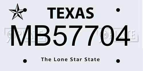 MB57704 Texas License Plate