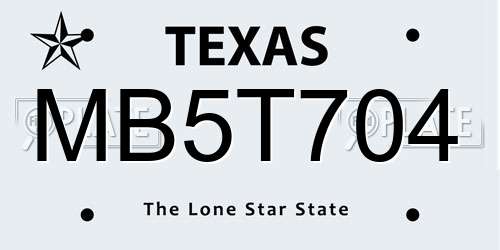 MB5T704 Texas License Plate