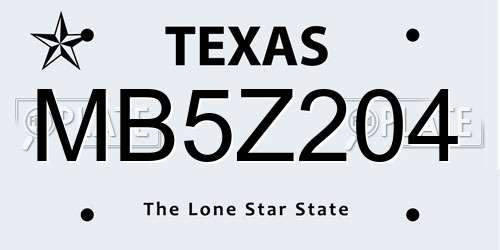 MB5Z204 Texas License Plate