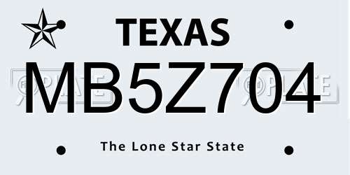MB5Z704 Texas License Plate
