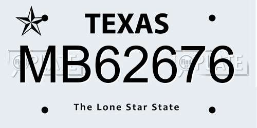 MB62676 Texas License Plate