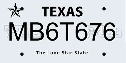 MB6T676 Texas License Plate