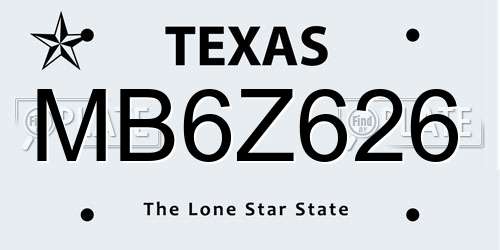 MB6Z626 Texas License Plate