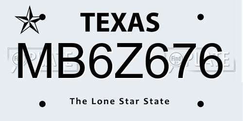 MB6Z676 Texas License Plate