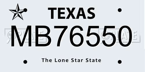 MB76550 Texas License Plate