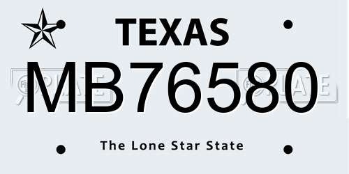 MB76580 Texas License Plate