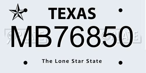 MB76850 Texas License Plate
