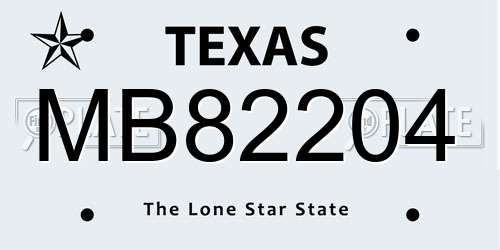 MB82204 Texas License Plate