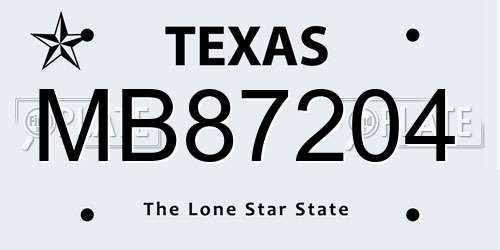 MB87204 Texas License Plate