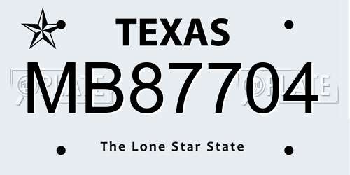 MB87704 Texas License Plate