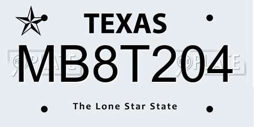 MB8T204 Texas License Plate