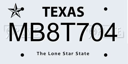 MB8T704 Texas License Plate
