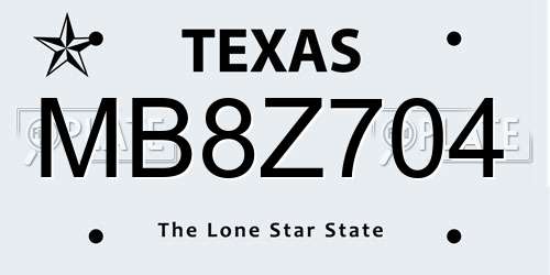 MB8Z704 Texas License Plate