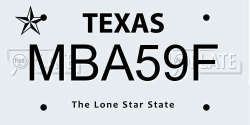 MBA59F Texas License Plate