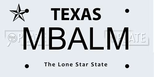 MBALM Texas License Plate