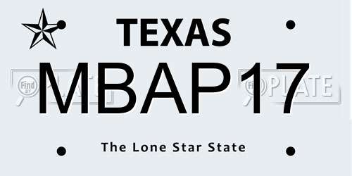 MBAP17 Texas License Plate