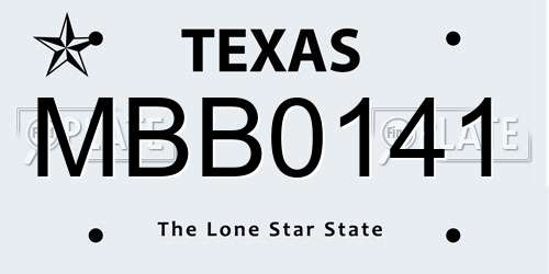 MBB0141 Texas License Plate