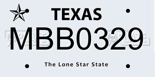 MBB0329 Texas License Plate