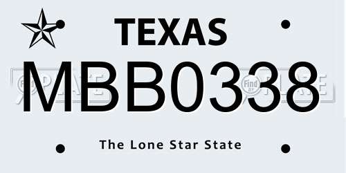 MBB0338 Texas License Plate