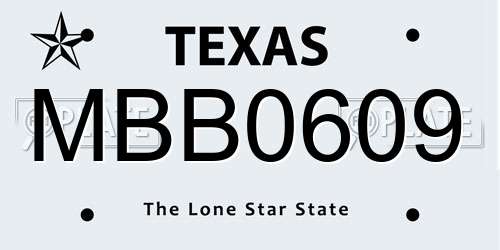 MBB0609 Texas License Plate