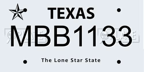 MBB1133 Texas License Plate