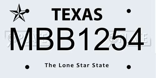 MBB1254 Texas License Plate