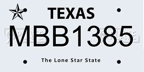MBB1385 Texas License Plate