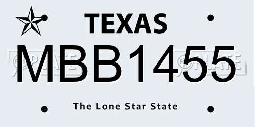 MBB1455 Texas License Plate