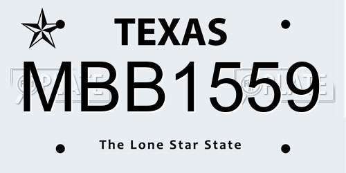 MBB1559 Texas License Plate