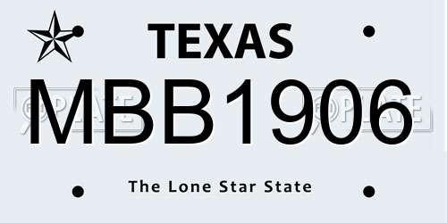 MBB1906 Texas License Plate