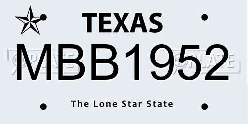 MBB1952 Texas License Plate