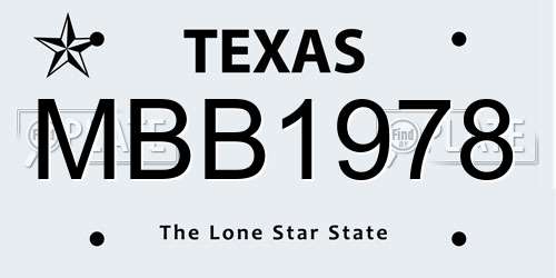 MBB1978 Texas License Plate