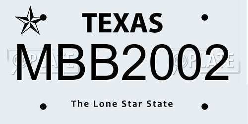 MBB2002 Texas License Plate