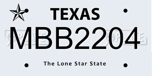 MBB2204 Texas License Plate