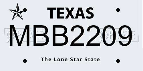 MBB2209 Texas License Plate