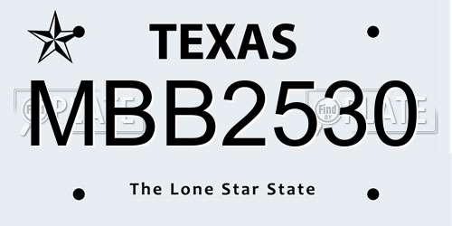 MBB2530 Texas License Plate