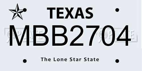 MBB2704 Texas License Plate