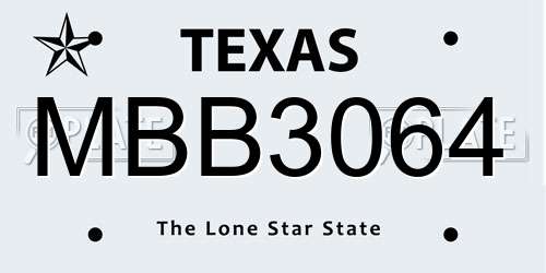 MBB3064 Texas License Plate