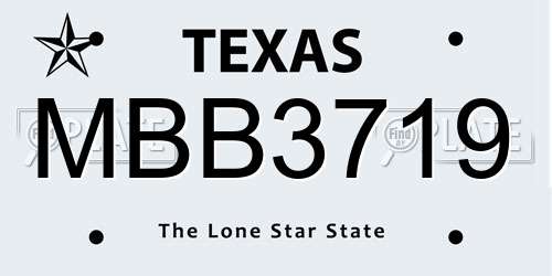 MBB3719 Texas License Plate