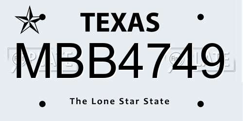 MBB4749 Texas License Plate