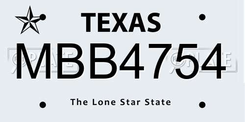 MBB4754 Texas License Plate