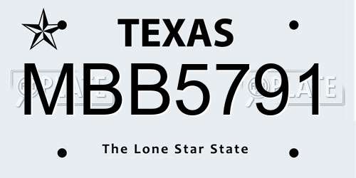 MBB5791 Texas License Plate
