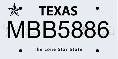 MBB5886 Texas License Plate