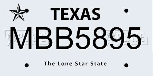 MBB5895 Texas License Plate