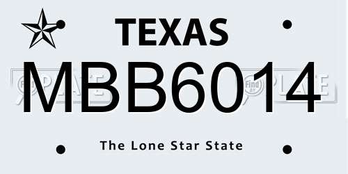 MBB6014 Texas License Plate