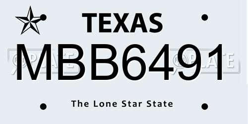MBB6491 Texas License Plate