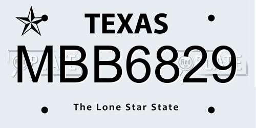 MBB6829 Texas License Plate