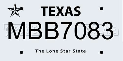 MBB7083 Texas License Plate